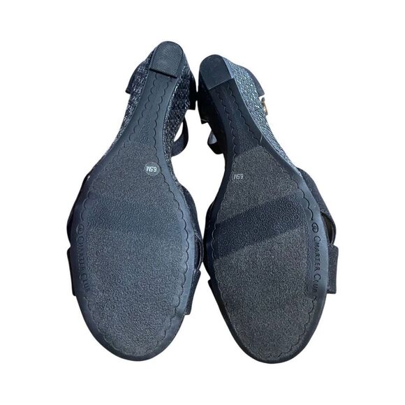 Charter Club Women's Black Gippi Wedge Sandals - Black - 6.5 - Picture 7 of 9